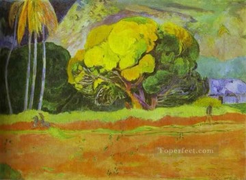 150の主題の芸術作品 Painting - Fatata te moua 山のふもとで ポスト印象派 原始主義 ポール・ゴーギャンの風景